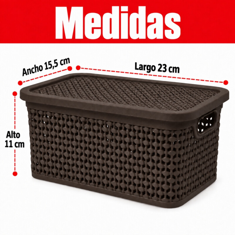 Set x3 Caja simil ratán 2,5 Lts CHOCOLATE