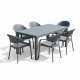 Juego de jardín 6 sillas con apoya brazo + mesa GRIS