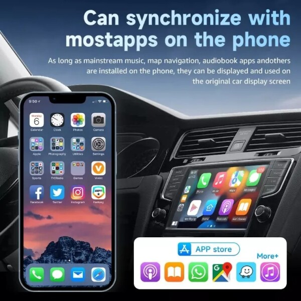 Adaptador Bluetooth Radio Inalámbrico Car Play Android Auto Color Negro