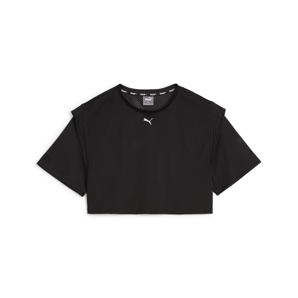 Polo Training Fit Move Mesh Crop Tee Mujer Black