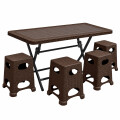 Juego De Jardín Mesa Plegable 4 Bancos Marrón