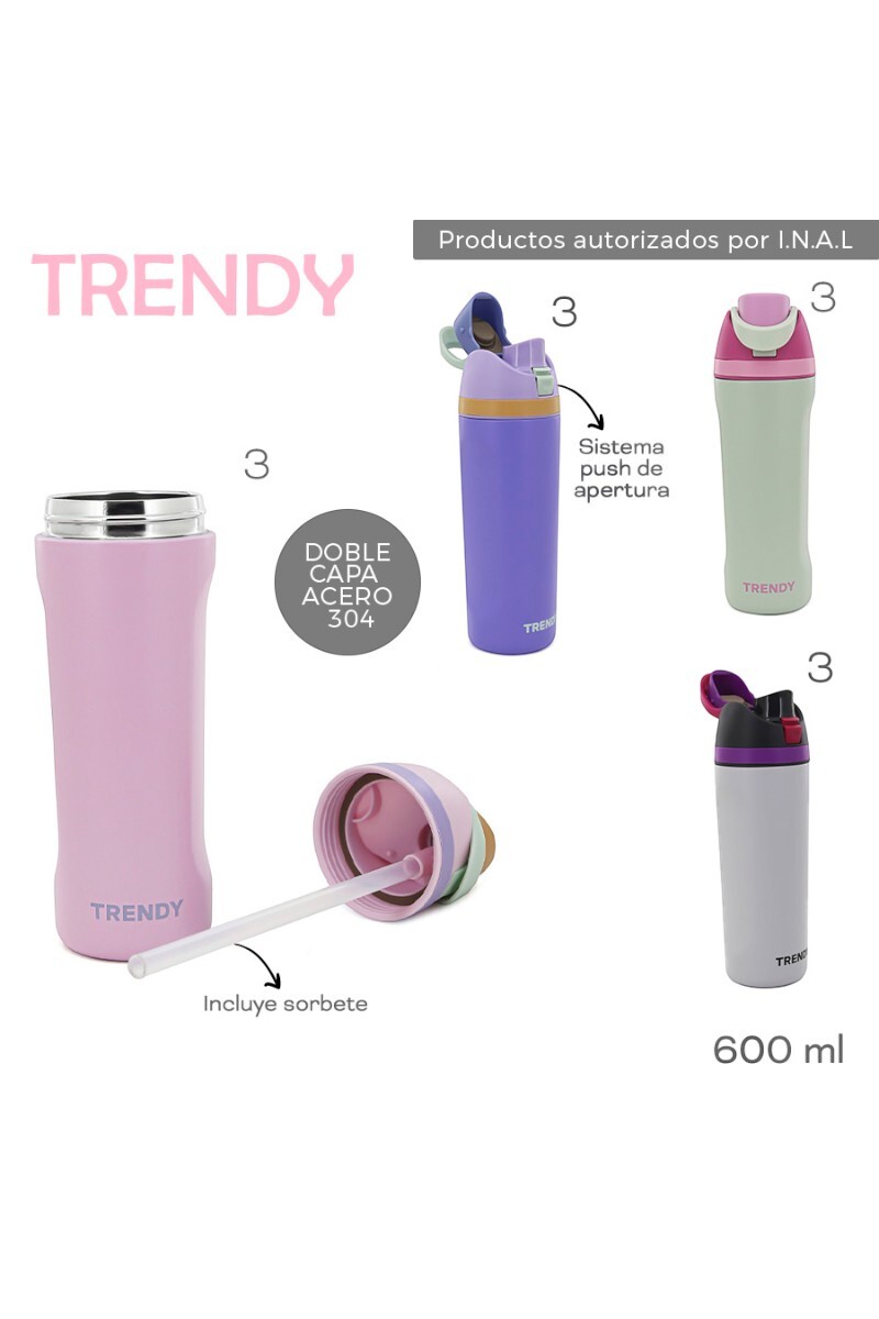 Botella Termica Trendy 600 ML Gris