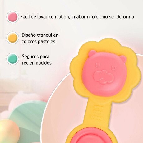 Mordillo de Silicona Infantil Estimulante Fácil de Agarrar Amarillo/rosa