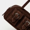 Cartera al hombro Indie en cuero gamuza Marron