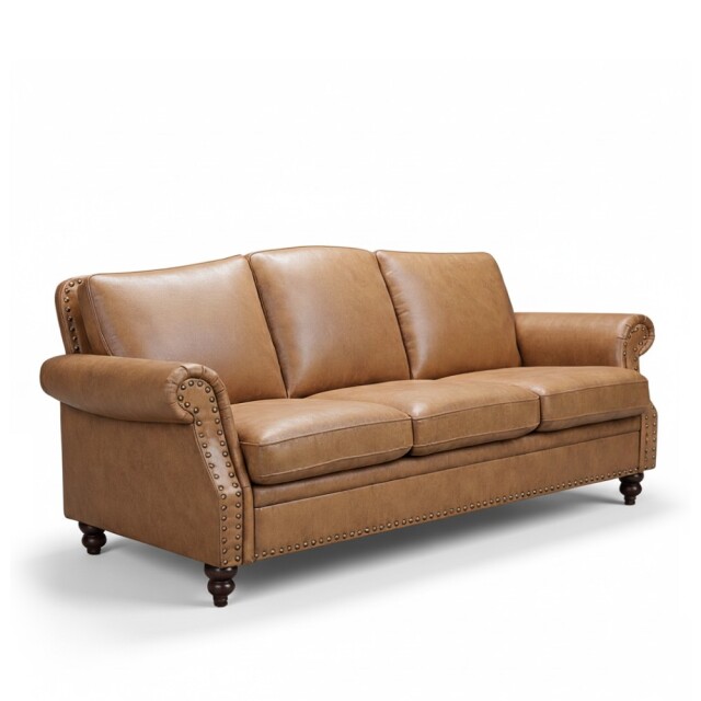 SOFÁ SILLÓN 3 CUERPOS NUBUCK - CON TACHAS BEIGE