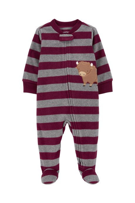 Pijama uno pieza de micropolar, con pie, estampa búfalo Sin color