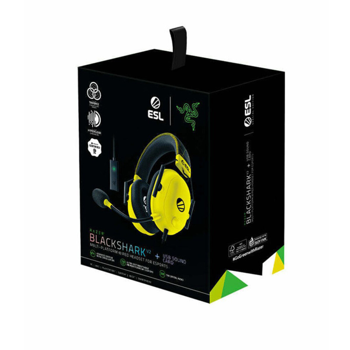 Auricular Gamer Razer BlackShark V2 ESL + Adaptador USB | Multiplataforma Negro / amarillo
