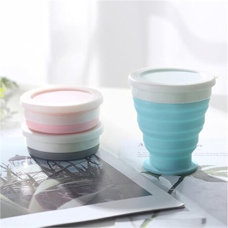 Vaso de silicona plegable con tapa Gris