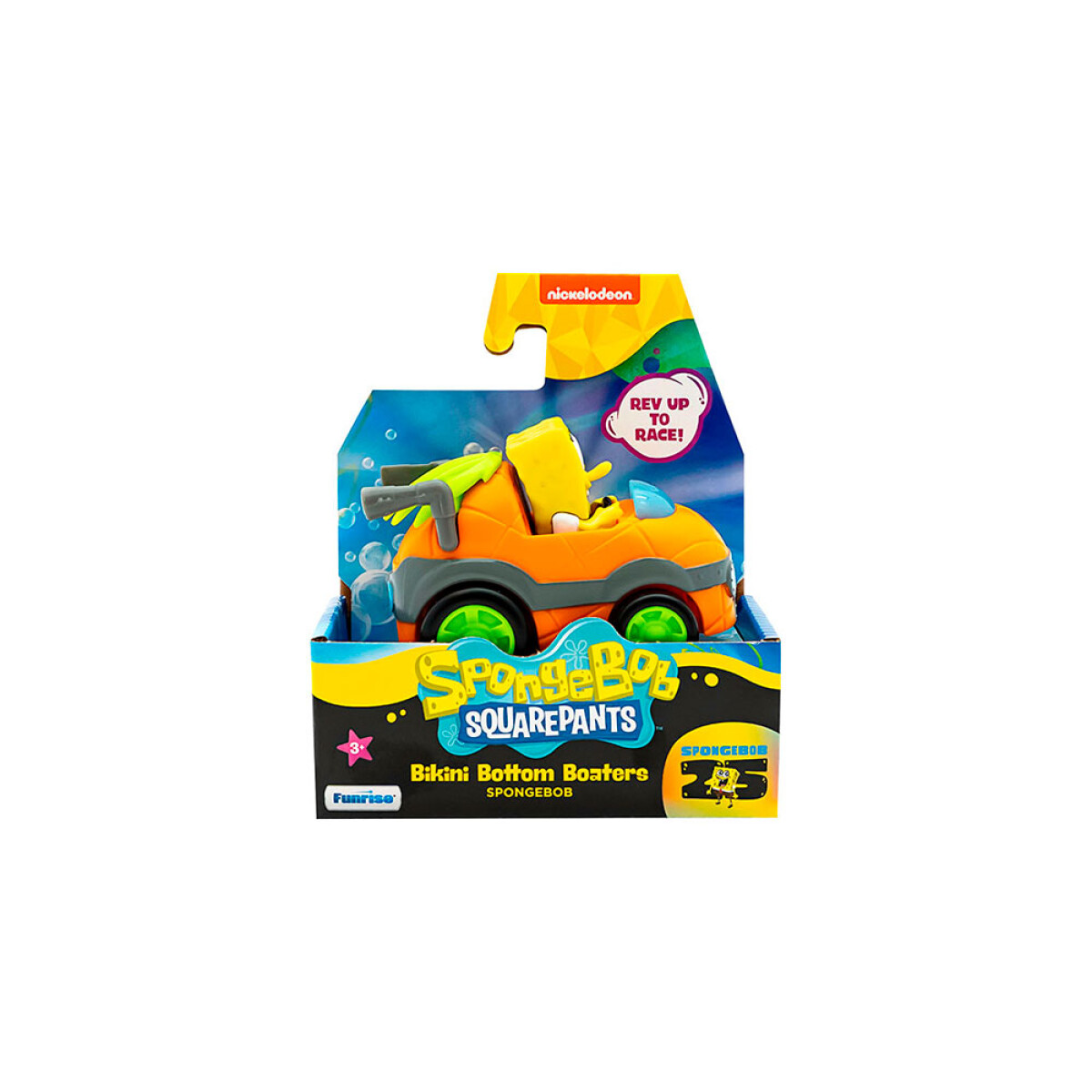 Auto Corredor Bob Esponja 71145 Con Lanzador 3,5" Ub - AMARILLO 