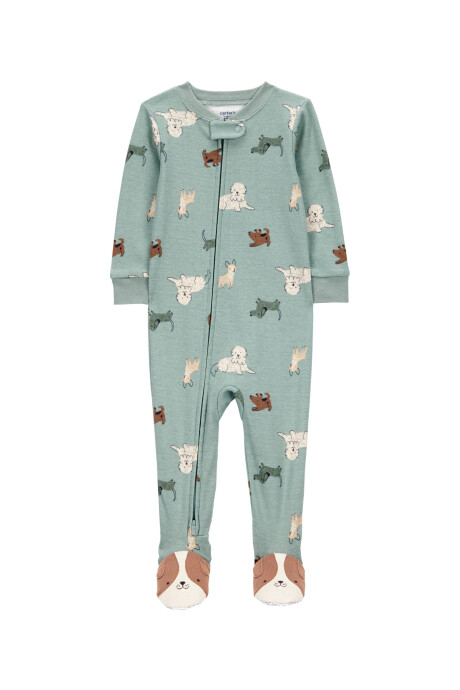 Pijama una pieza de algodón, con pie, diseño perros Sin color