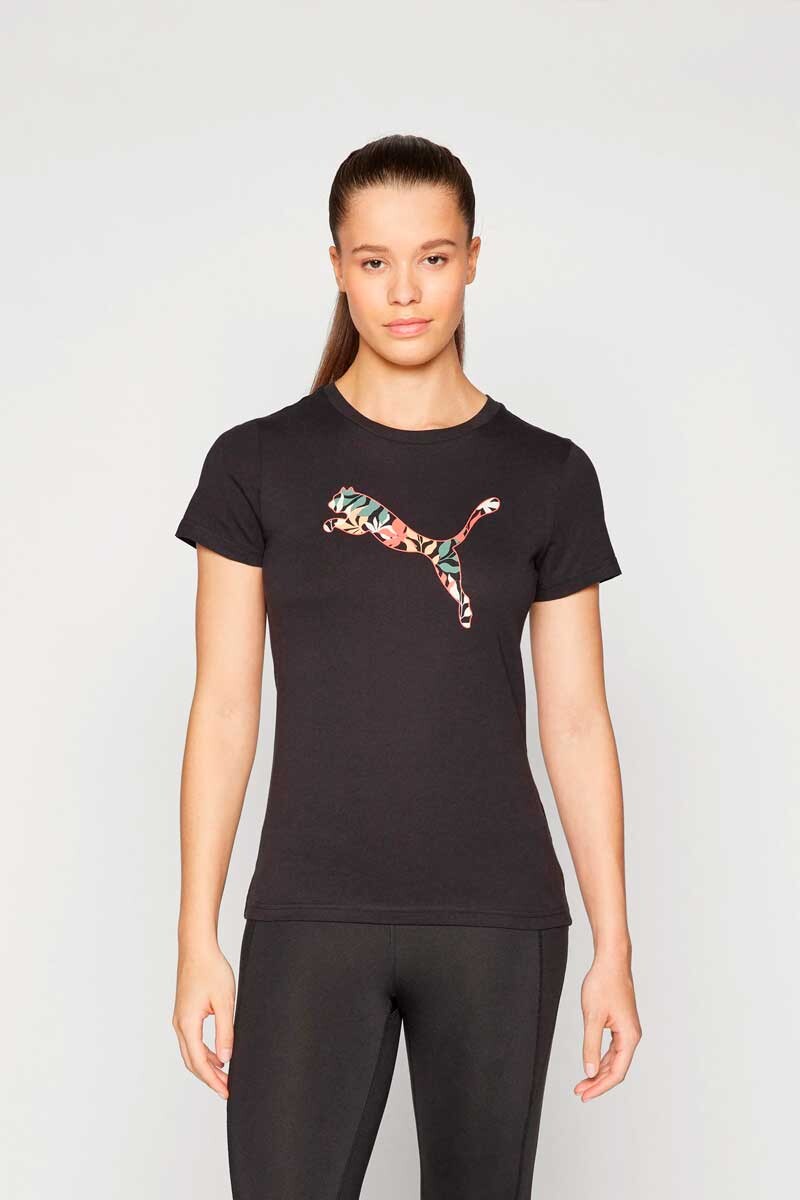 BUZO PUMA MC GRAPHICS FLORAL CAT LOGO TEE 