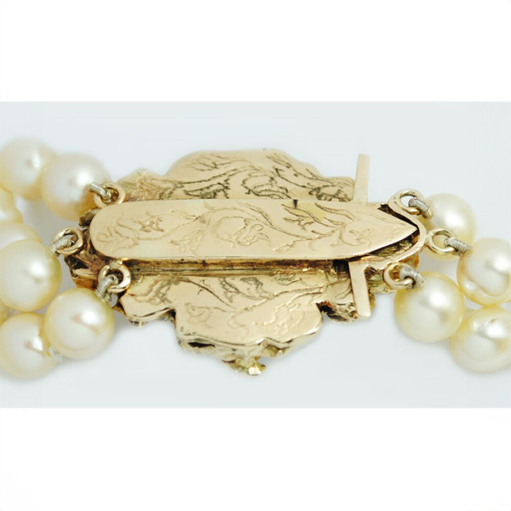 Collar De Tres Hilos, Perlas De Cultivo 7.50 A 8 Mm, Con Broche De Oro Rosado 14K, 48 Cm Collar De Tres Hilos, Perlas De Cultivo 7.50 A 8 Mm, Con Broche De Oro Rosado 14K, 48 Cm
