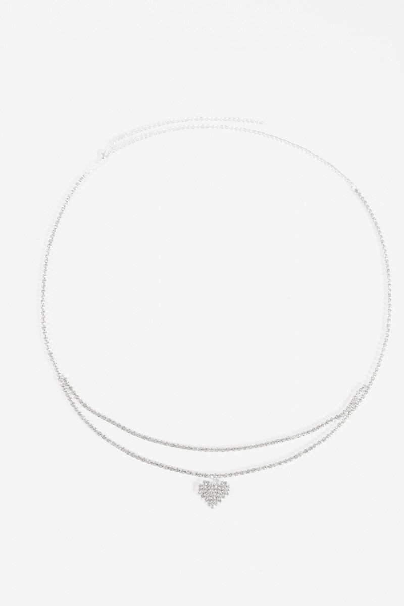 Cinturón doble cadena cora strass plateado
