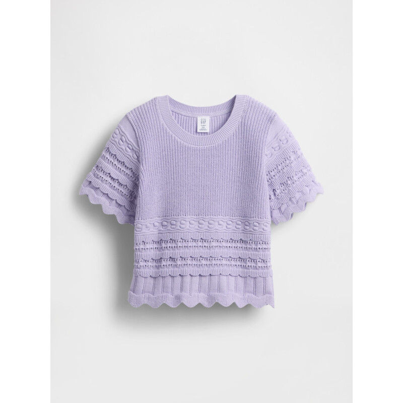 COTTON SS MIXED STITCH SWEATER ORCHID 207