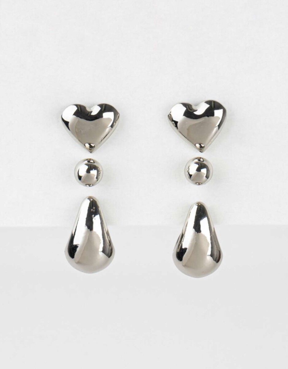 Set De Aros Gota Bubble - Plateado 