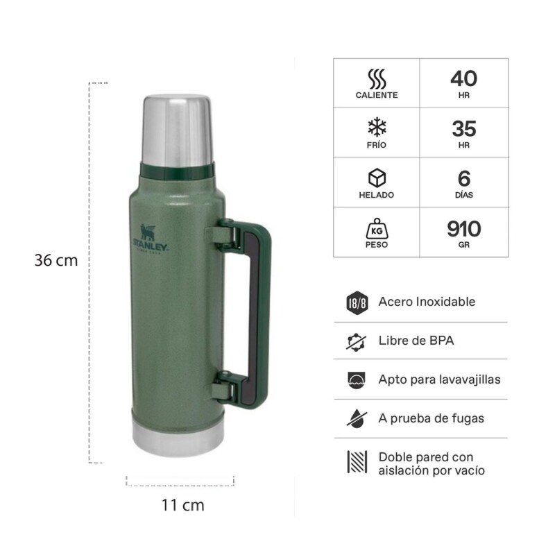 Termo Stanley Ultra 1.4 Litros Con Tapón Cebador Verde
