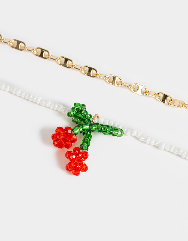 Collares Cortos Frutas Collar Multicadena Fruta - Dorado