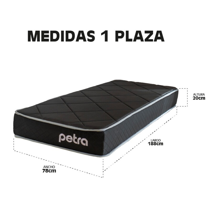 Sommier Somier Colchón 1 Plaza Espuma 20cm 150kg Reversible Color Negro Sommier Somier Colchón 1 Plaza Espuma 20cm 150kg Reversible Color Negro