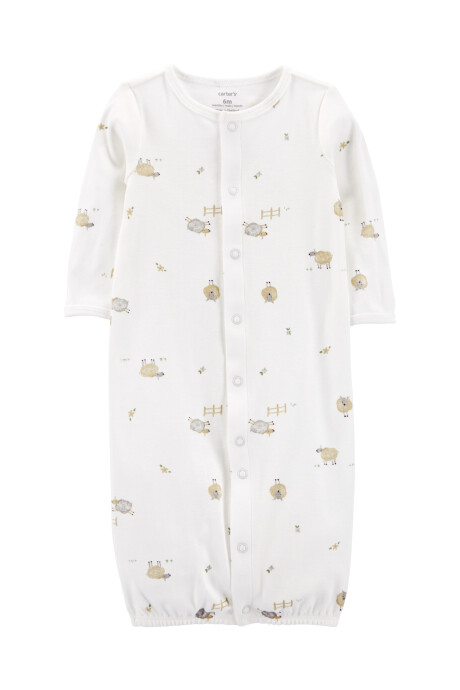 Pijama convertidor de algodón con medias y gorro, diseño ovejitas Sin color