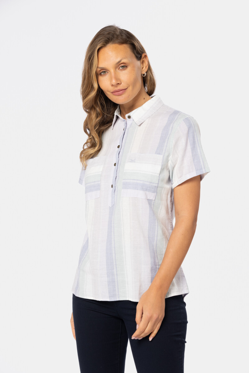 CAMISA DE LINO MEDIO BOTÓN - Lila 