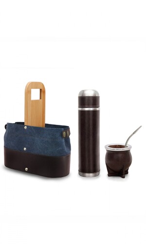 KIT MATERO CENTAURUS CANVAS AZUL CON CHOCOLATE