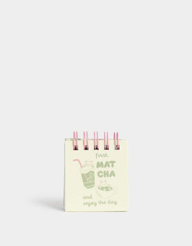 Anotadores Cuadernos y Memos Estampados Mini Memo "matcha Girly" - Verde Claro