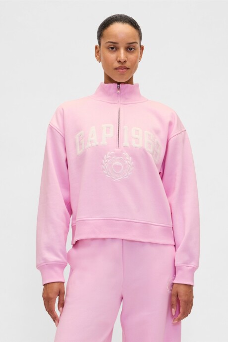 Buzo Deportivo Logo Gap Medio Cierre Mujer Primrose Pink