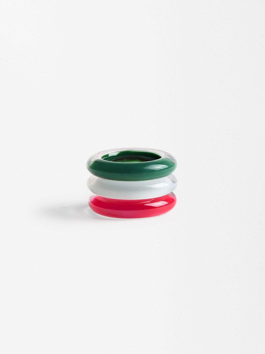 Set De Anillos Con Esmaltado multicolor