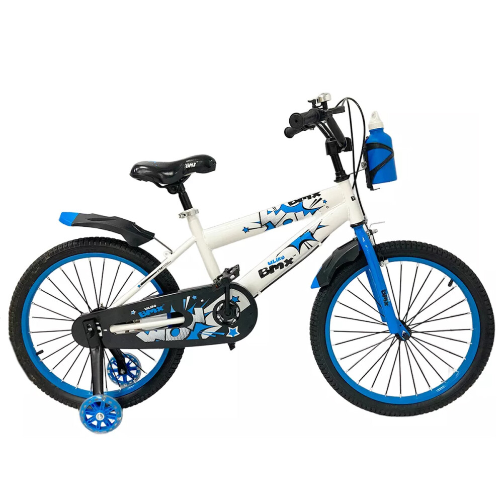 Bicicleta Infantil Rodado 20 Con Rueditas Auxiliares Y Portabotellas Blanco