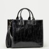 Cartera de mano Capri en cuero arrugado Negro
