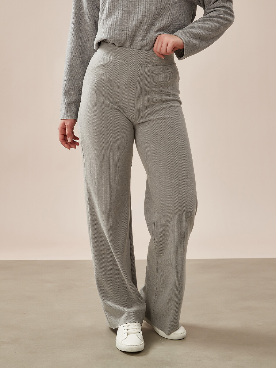 PANTALON NORA WIDE - GRIS MELANGE C 