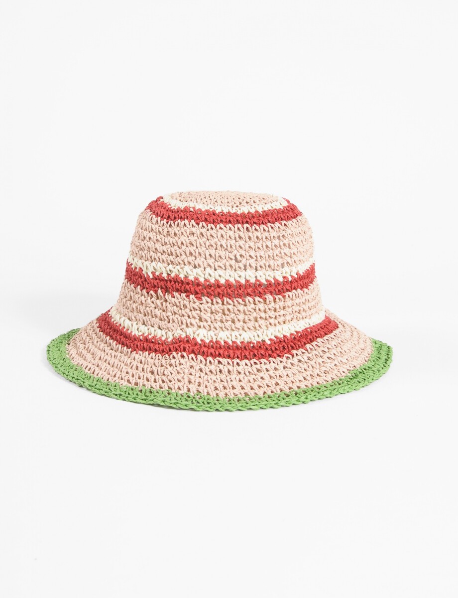 Gorro playero franjas - rosa 