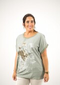 Blusa con nudo estampada con dorado Verde