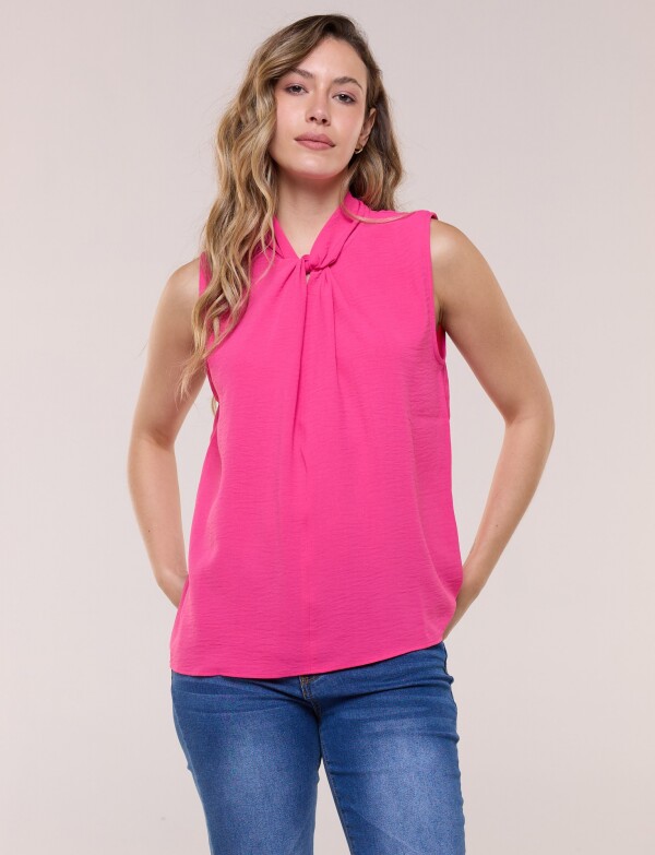 Blusa Cuello Drapeado FUCSIA
