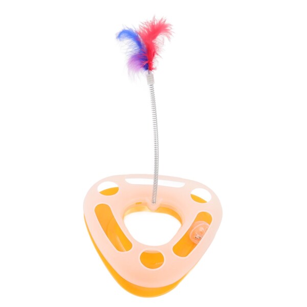 Juguete Para Gato Interactivo Pluma Con Movimiento Y Pelota Color Variante Amarillo