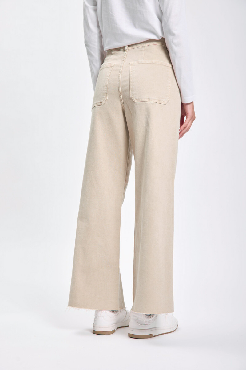 Pantalón jean ancho Beige