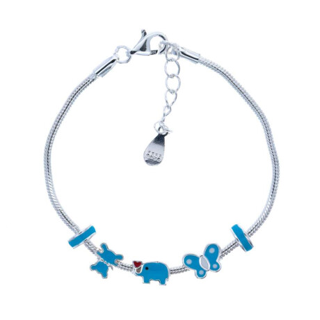 Pulsera De Niña En Plata 925 Y Esmalte Osito