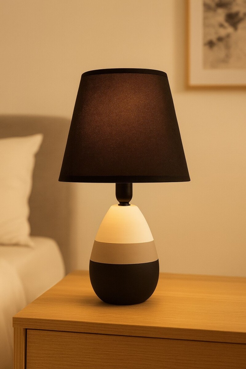 Lampara Portatil De Mesa De Ceramica Negro 