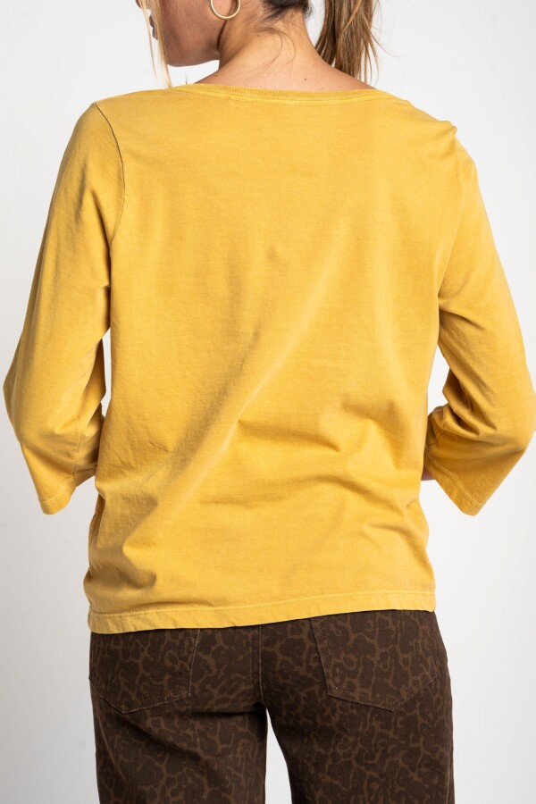 Remera Lavada Manga 3/4 Amarillo Pastel