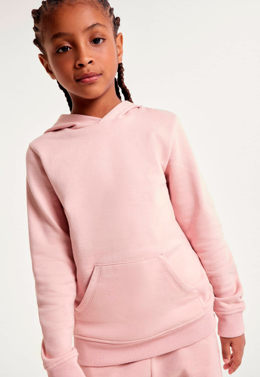 BUZO BÁSICO INFANTIL CON CAPUCHA - ROSADO 