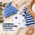 Gorro Para Bebé Recién Nacido x3 100% Algodón Con Nudo Azul 1