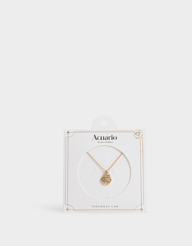 Cadena Corta con Dije Capsula Especial Cadena Corta Con Dije Acuario - Dorado
