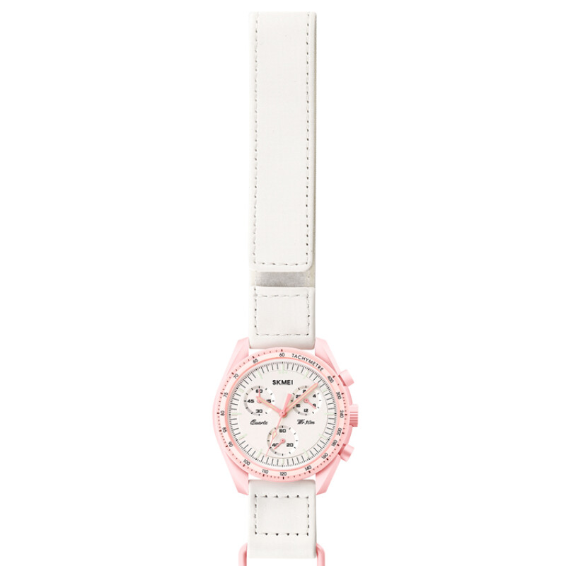 Reloj Skmei 1982PK Cronógrafo para Mujer con Correa de Lona Blanca Rosa