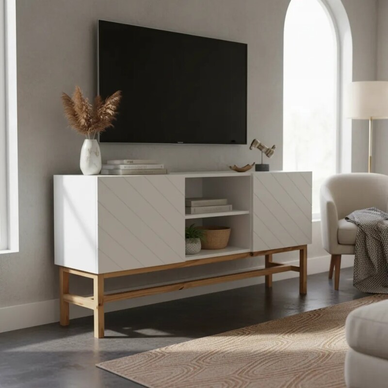 Rack para tv laca blanca - PRODUCTO CON DETALLES EN LA MADERA - Rack para tv laca blanca - PRODUCTO CON DETALLES EN LA MADERA -