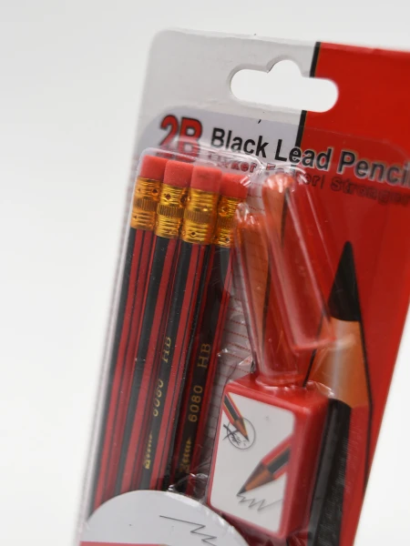 LAPIZ SET 6 PCS C/GOMA Y SACAPUNTAS ROJO