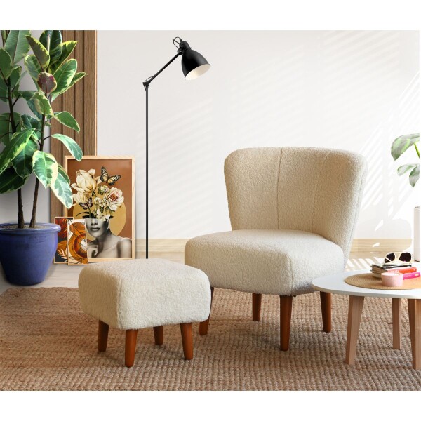 Butaca Poltrona Sillón Tapizado Tipo Teddy BLANCO