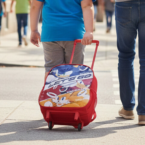 Mochila Infantil Sonic con Carro 30 x 24 cm U