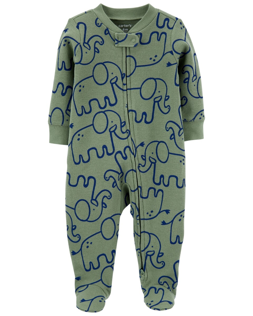 Pijama con Pies de Algodón con Estampado Elefante 