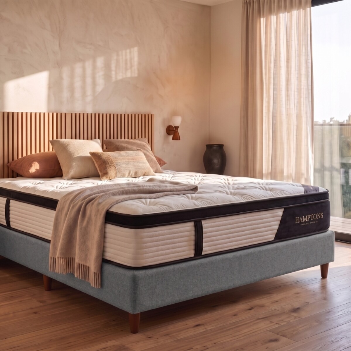 Sommier Queen HAMPTONS Cobalt Smart Box - Gris 
