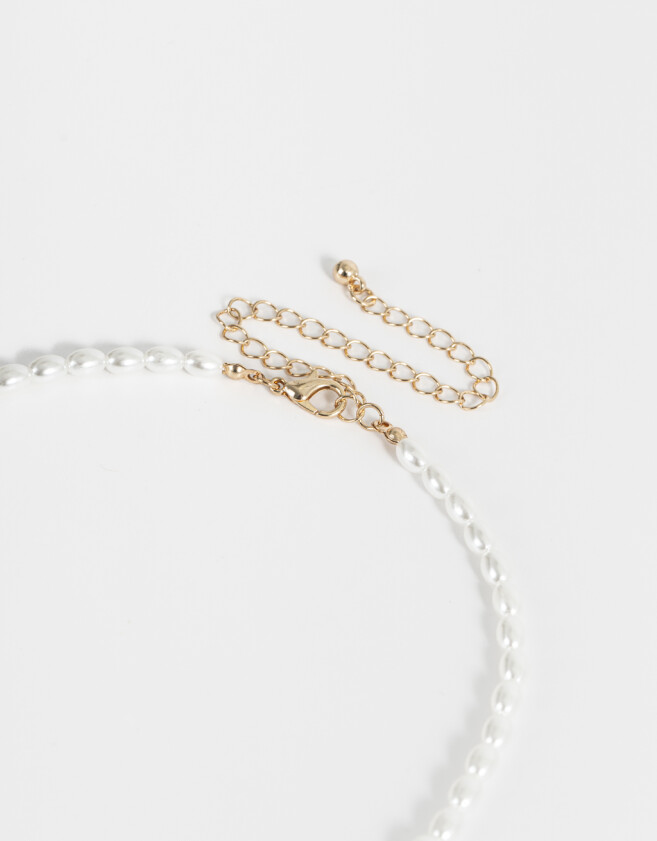 Collares Cortos Con perlas Collar Corto Perlas Multidijes - Dorado